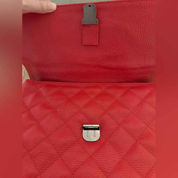 Red caviar leather designer quilted maxi flap bag by Virsa bag - Picture 10 of 13